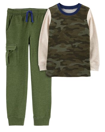Kid 2-Piece Long-Sleeve Thermal Shirt & 4-Pocket Cargo Pants, 