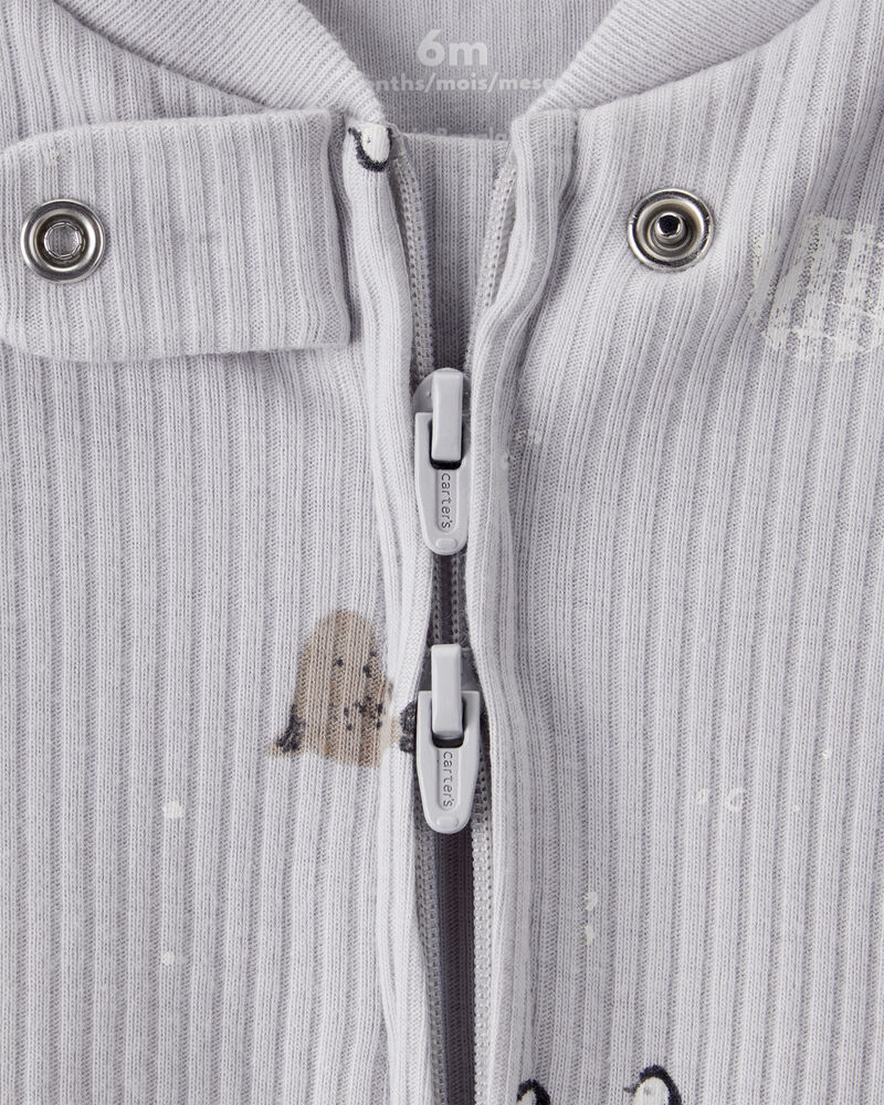 Baby Penguin Print Cotton Long-Sleeve Sleep & Play - Grey, image 2 of 4 slides