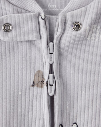 Baby Penguin Print Cotton Long-Sleeve Sleep & Play - Grey, 
