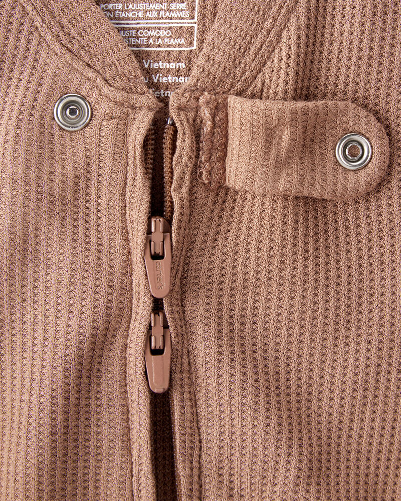 Baby PurelySoft 2-Way Zip 1-Piece Pajamas - Brown, image 2 of 6 slides
