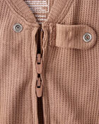 Baby PurelySoft 2-Way Zip 1-Piece Pajamas - Brown, image 2 of 6 slides