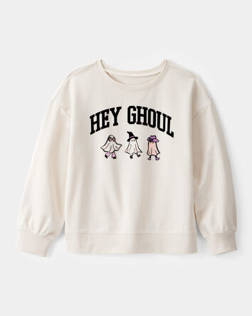 Kid Halloween Hey Ghoul Pullover Sweatshirt - Ivory, 