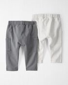 2-Pack Organic Cotton Pants in Grey and Grey Heather, image 2 of 4 slides