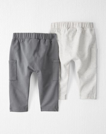 2-Pack Organic Cotton Pants in Grey and Grey Heather, 