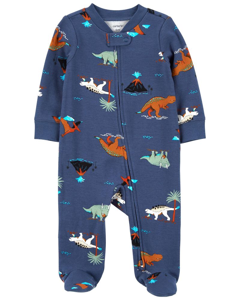 Baby Dinosaurs 2-Way Zip Cotton Sleep & Play Pajamas, image 1 of 5 slides