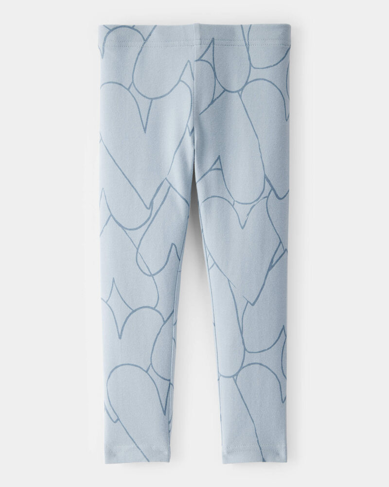 Toddler Girl Cotton Heart Stretch Leggings - Blue, image 2 of 4 slides