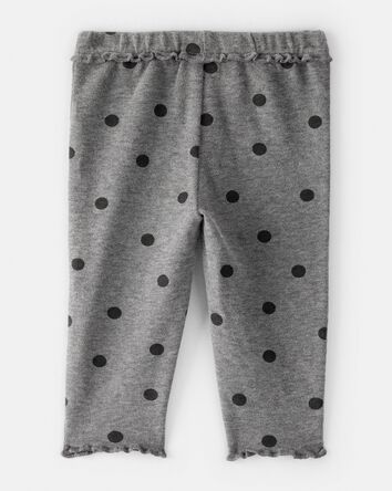 Baby Girl Flutter-Waist Polka Dot Pants - Grey, 