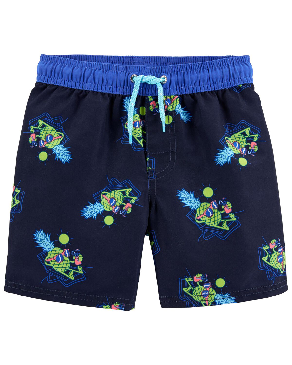 Navy Pineapple Swim Trunks