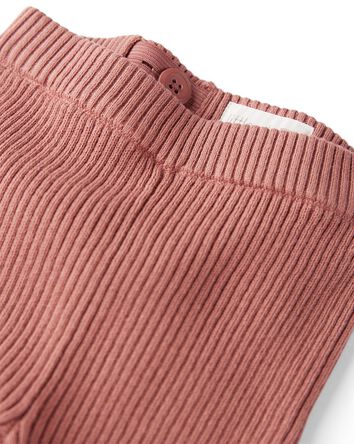 Baby Organic Cotton Ribbed Sweater Knit Pants in Rose, 
