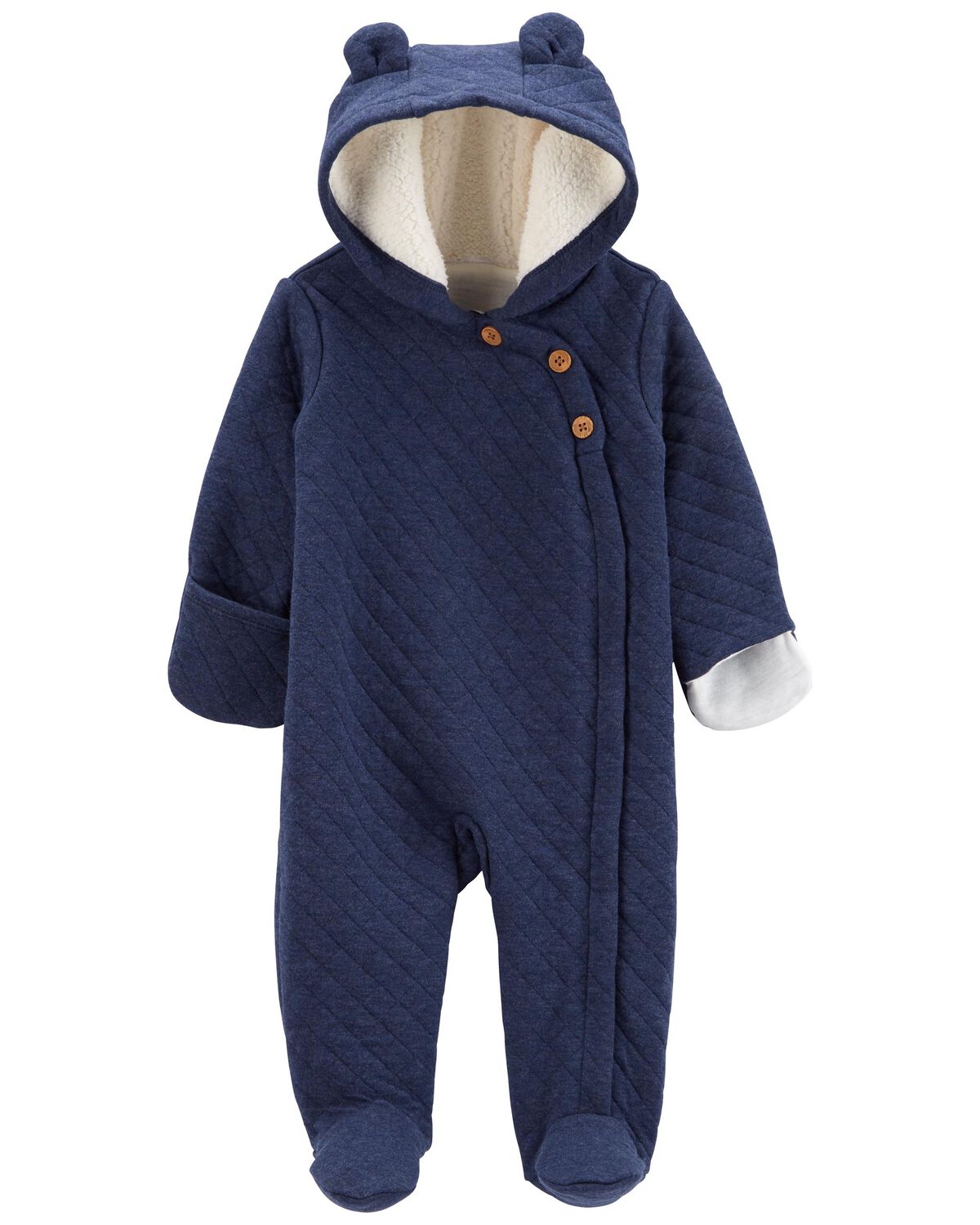 Blue Baby Hooded Sherpa Pram
