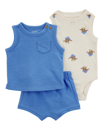 Baby Boy 3-Piece Dinosaur Little Short Set, 