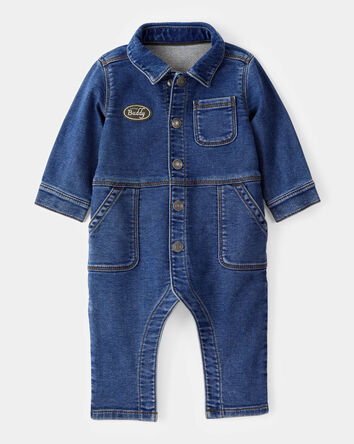Baby Little Buddy Snap-Up Denim Jumpsuit - Blue, 
