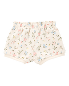 Baby Floral Pull-On French Terry Shorts - Ivory, image 2 of 4 slides