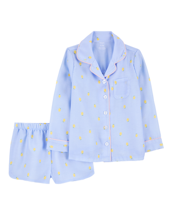 Kid Lemon Print Loose Fit 2-Piece Pajamas - Blue, 