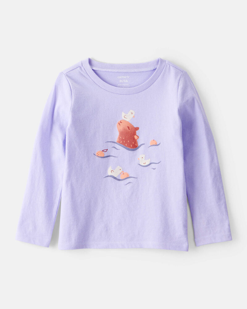 Toddler Girl Cabybara Long-Sleeve Graphic Tee - Purple, image 1 of 3 slides
