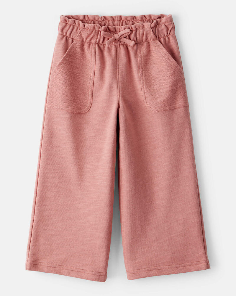 Toddler Girl 100% Cotton Wide-Leg Pants - Pink, image 1 of 4 slides