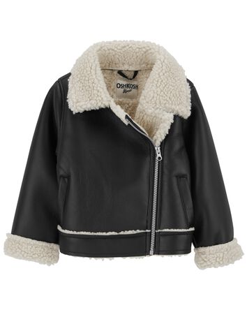 Toddler Faux Leather and Sherpa Jacket , 