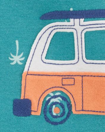 Baby Boy Car Palm Tree Snug Fit Cotton Footless 1-Piece Pajamas - Turquoise, 