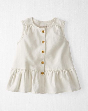 Toddler Button-Front Ruffle Top Made With Linen and LENZING™ ECOVERO™ , 