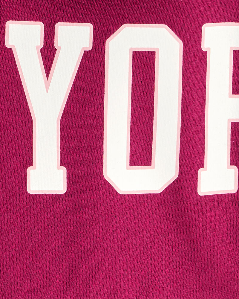 Girls New York Cotton Long-Sleeve Hoodie - Red, image 3 of 4 slides