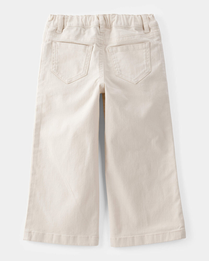 Toddler Embroidered Stretch Denim Wide Leg Jeans - Cream, image 2 of 5 slides