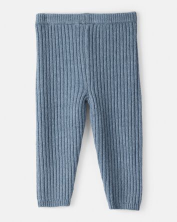 Baby Girl Ribbed Sweater Knit Pants - Blue, 
