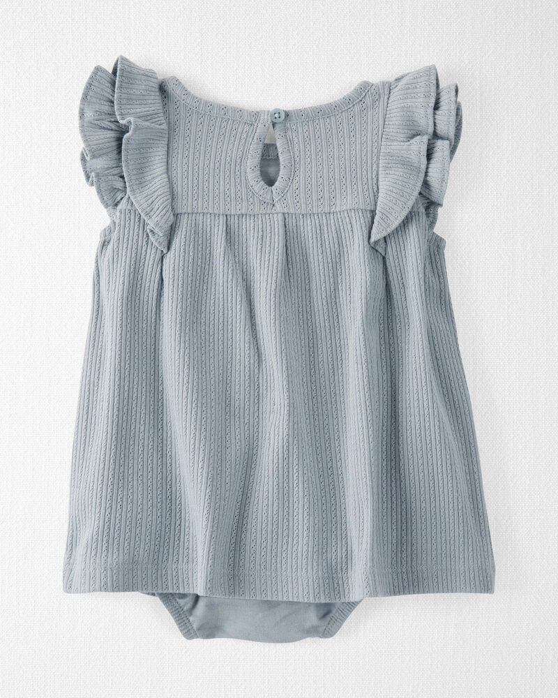 Baby Pointelle-Knit Bodysuit Dress Made with Organic Cotton in Slate, image 2 of 5 slides