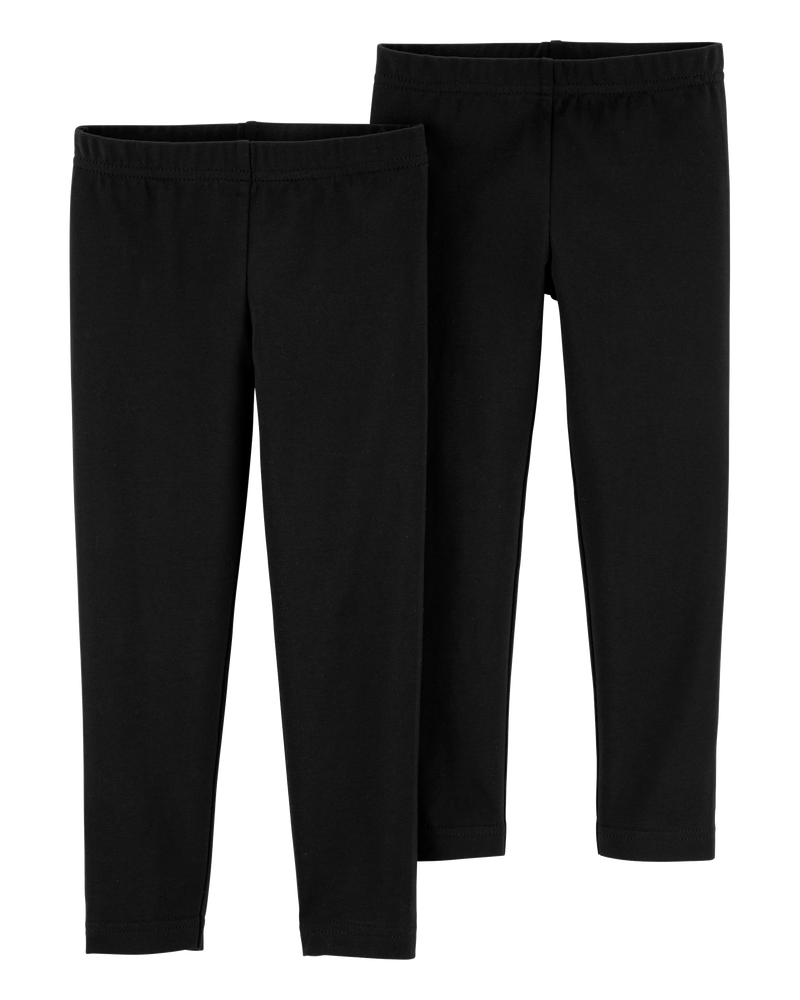 Baby 2-Pack Black Cotton Stretch Leggings, image 1 of 3 slides