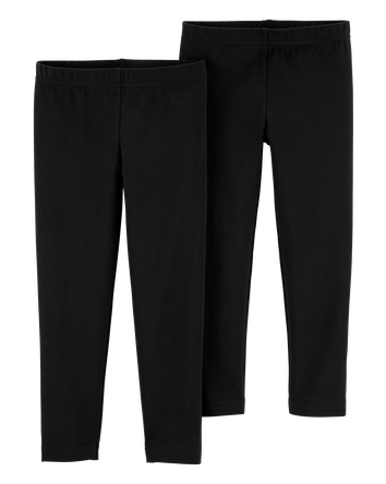 Baby 2-Pack Black Cotton Stretch Leggings, 