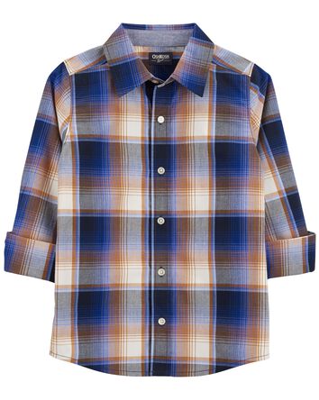 Kid Plaid Button-Front Shirt, 