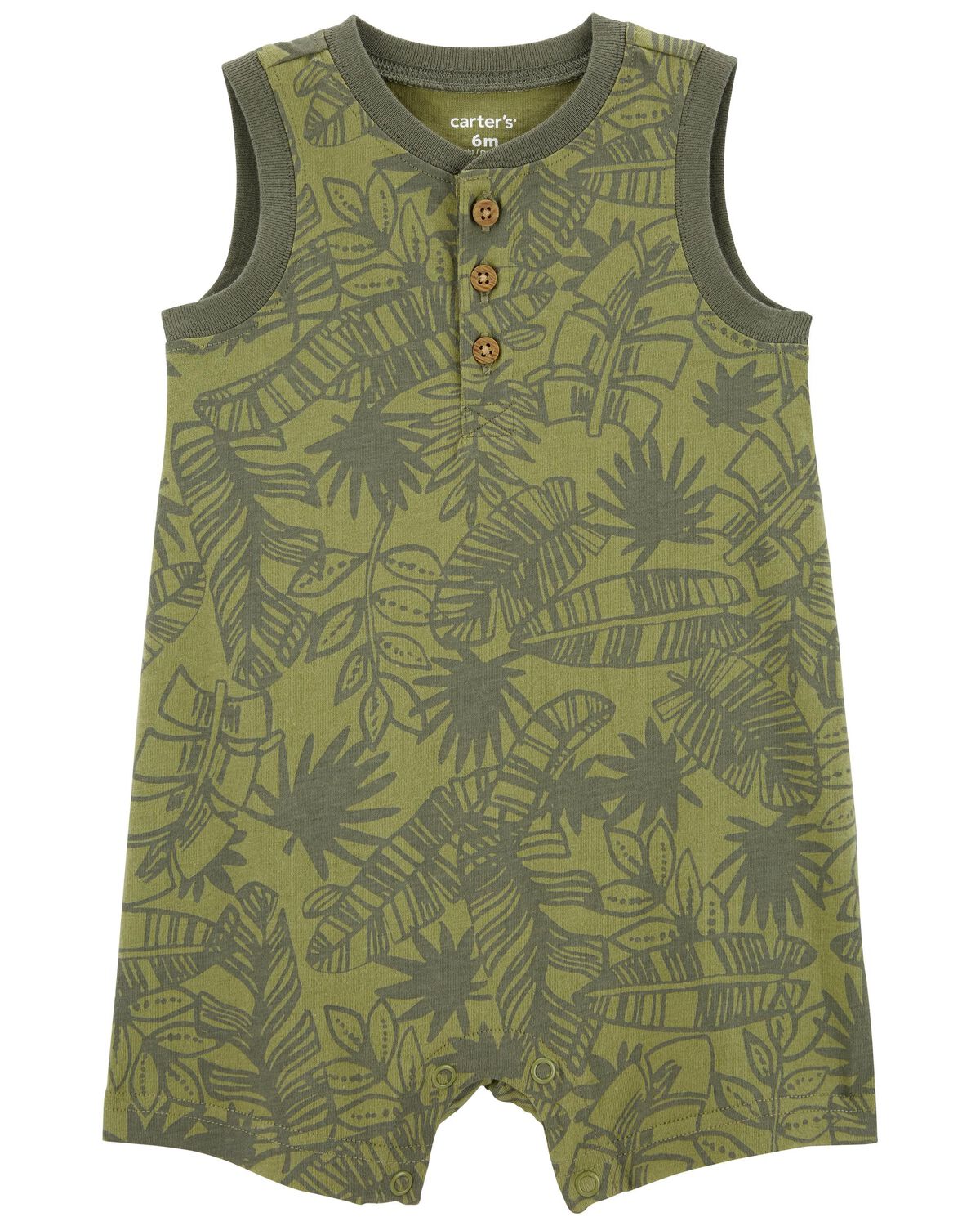 Green Baby Tropical Jersey Romper