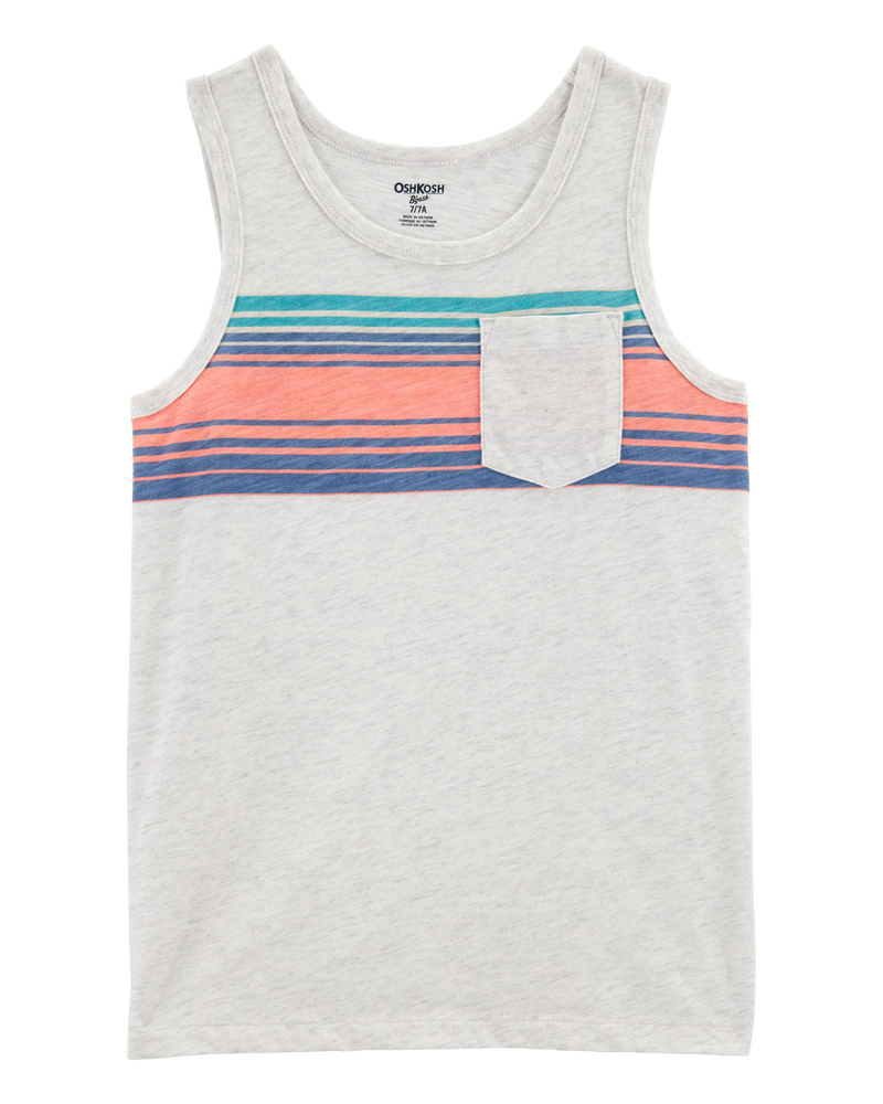 Kid Striped Front-Pocket Tank-Grey, image 1 of 3 slides