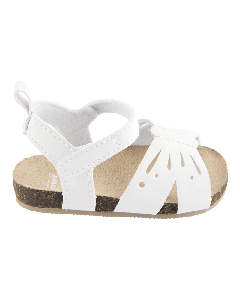 Baby Butterfly Faux Cork Sandals - White, image 2 of 7 slides