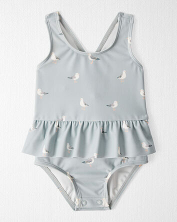 Baby Recycled Seagull-Print Ruffle Swimsuit, 