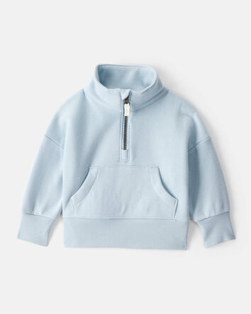 Baby Girl Long-Sleeve Quarter-Zip Pullover Sweatshirt - Blue, 