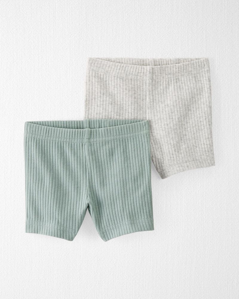 Baby Organic Cotton Ribbed Pedal Shorts, image 1 of 3 slides