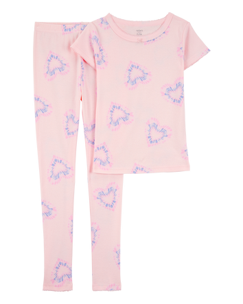 Girls 2-Piece Tie-Dye Hearts 100% Snug Fit Cotton Pajamas - Pink, 