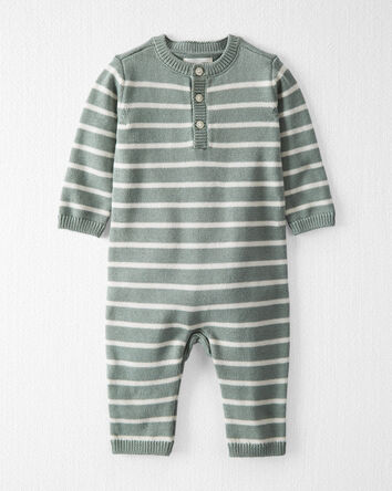 Baby Organic Cotton Sweater Knit Jumpsuit in Stripes, 