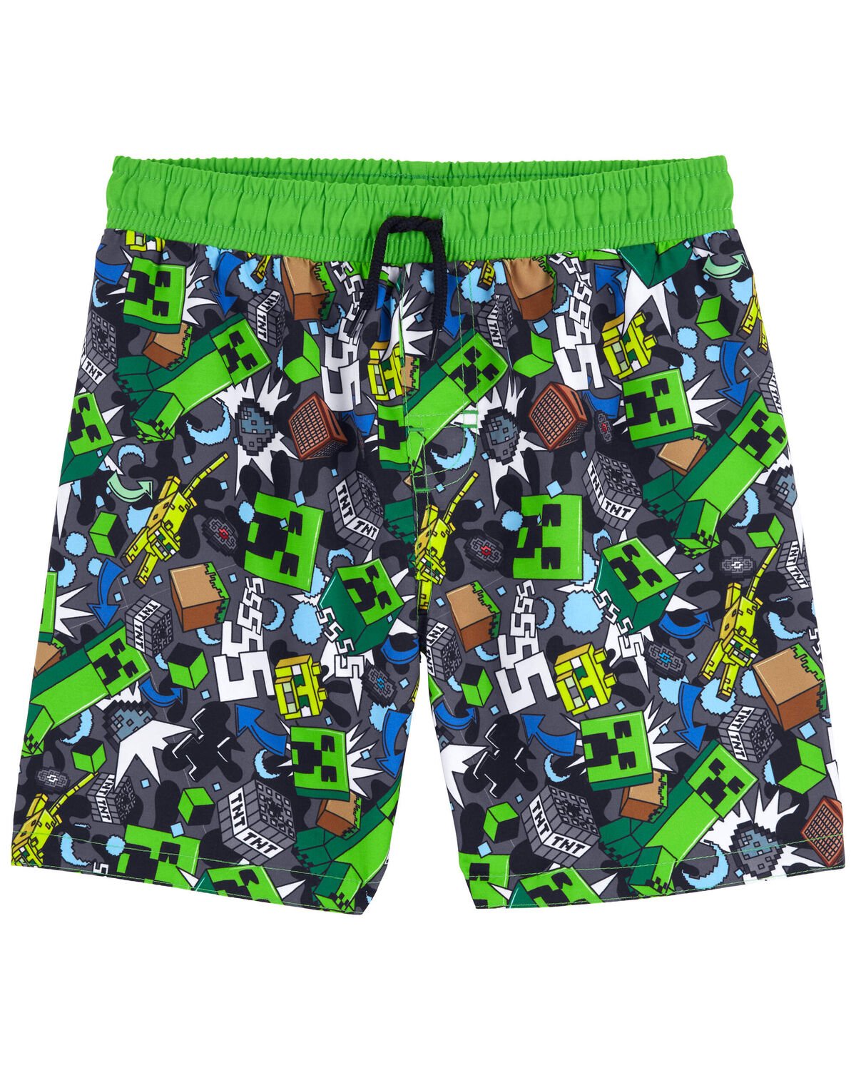 Green Kid Minecraft TM Swim Trunks