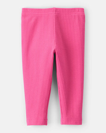 Baby Girl Cotton Solid Stretch Leggings - Pink, 