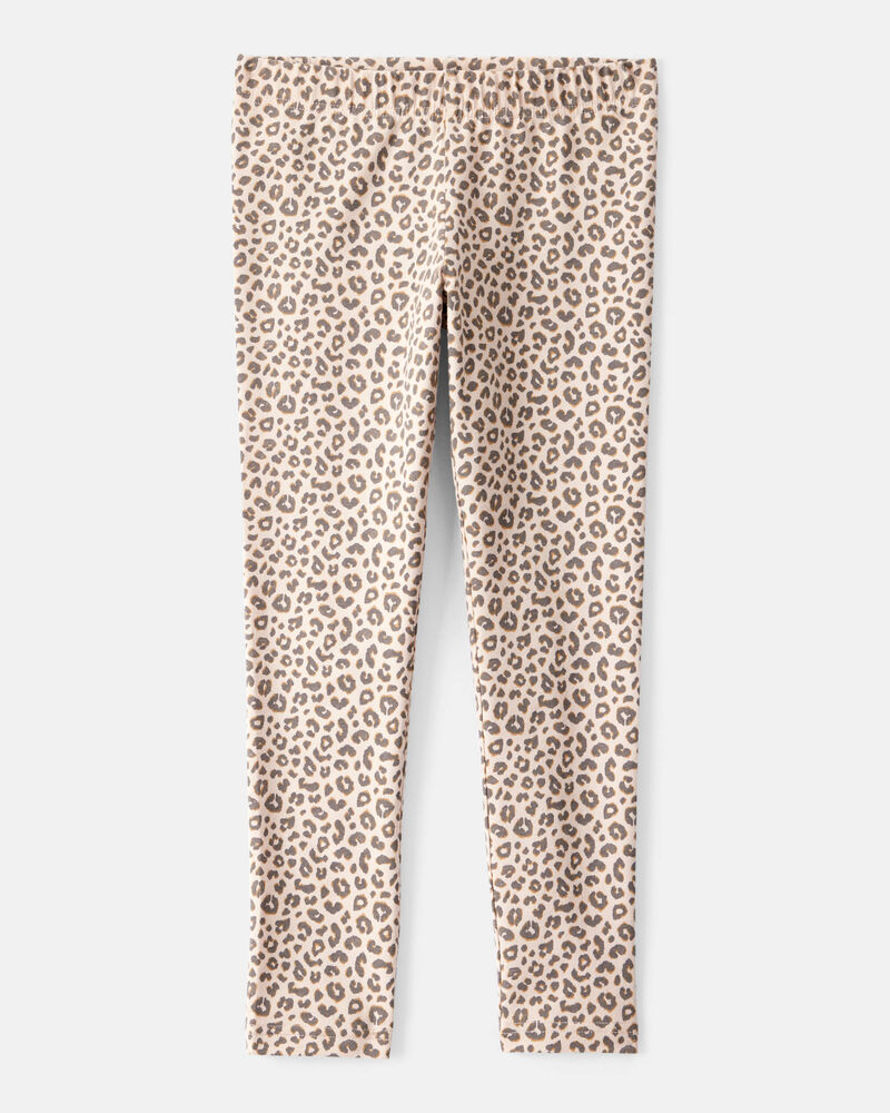 Kid Cotton Leopard Stretch Leggings - Brown, image 1 of 4 slides