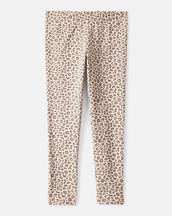 Kid Cotton Leopard Stretch Leggings - Brown, 