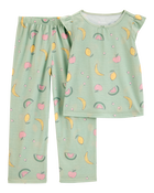 Girls Fruit Loose Fit 2-Piece Pajamas - Green, image 1 of 3 slides