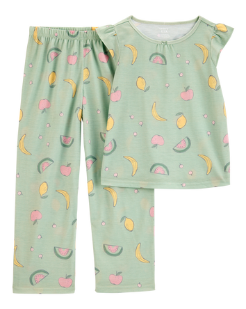Girls Fruit Loose Fit 2-Piece Pajamas - Green, 