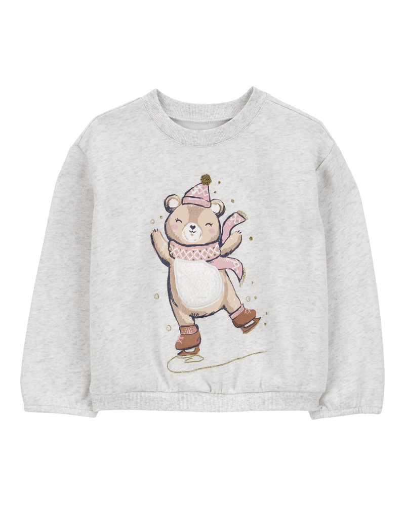 Baby Ice Skating Bear Fleece Sweatshirt, image 1 of 3 slides