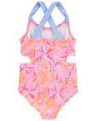 Toddler Palm Print 1-Piece Cut-Out Swimsuit, image 2 of 3 slides