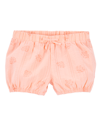 Toddler Seashell Pull-On Cotton Shorts - Coral, 