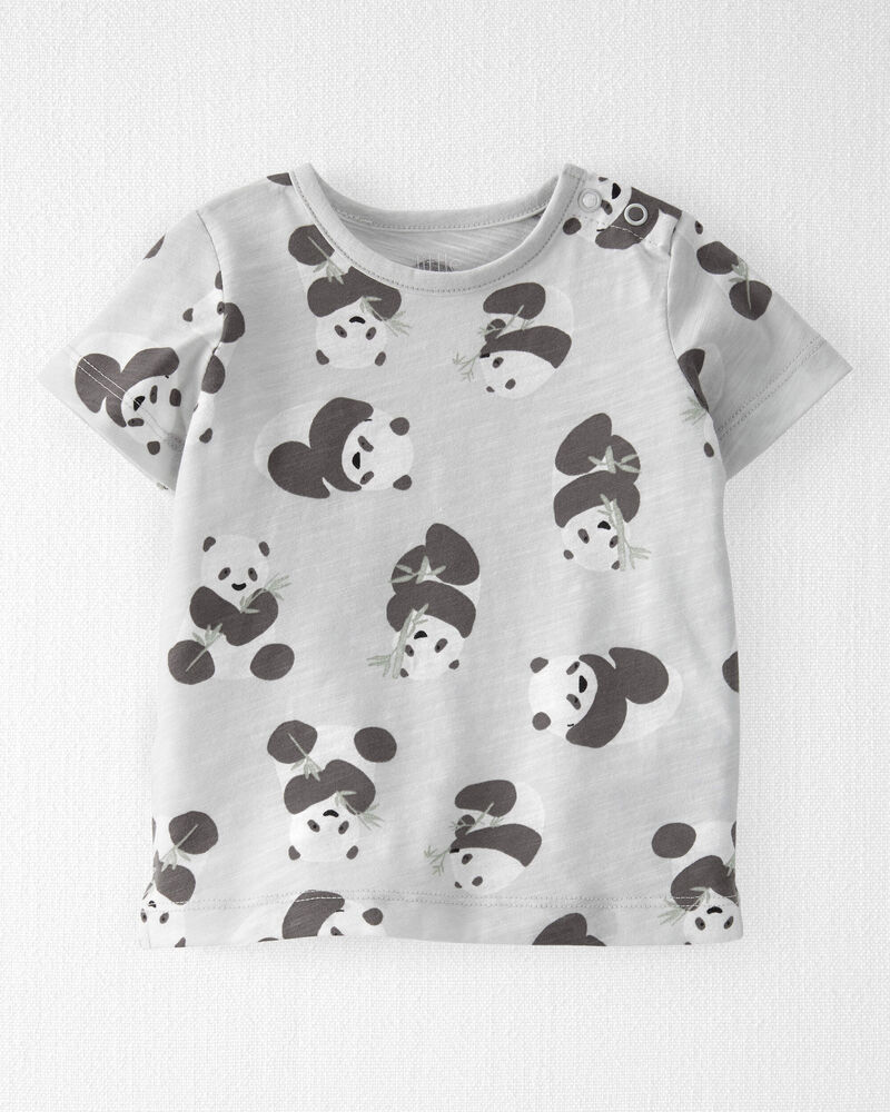 Baby Organic Cotton Shortall Set in Panda Bear, image 2 of 7 slides