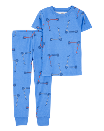 Toddler Boy 2-Piece Scooter Print 100% Snug Fit Cotton Pajamas - Blue, 