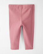Baby Organic Cotton Rib Drawstring Leggings in Dark Blush, image 2 of 5 slides